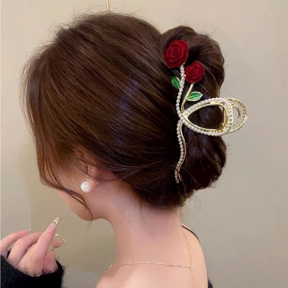 Women's  Flower Design Hair Claw Elegant